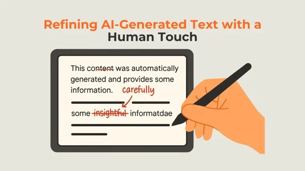 A visual showing human editing for AI-powered content to rehumanize it.