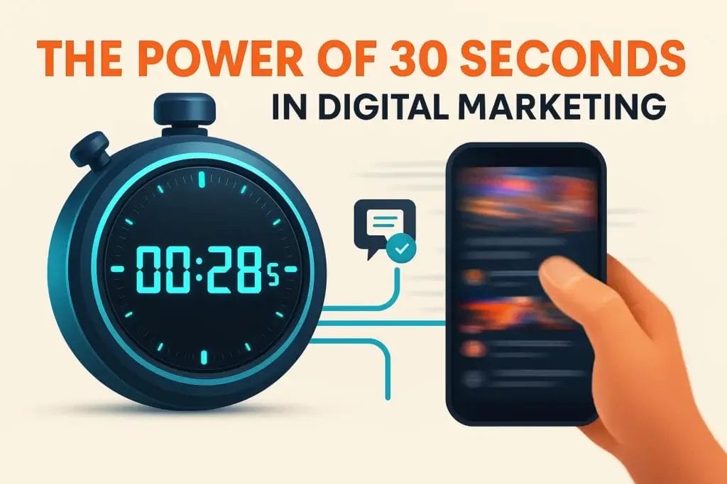 A visual showing the importance of a 3-second hook and keeping short-form video marketing under 30 seconds. 