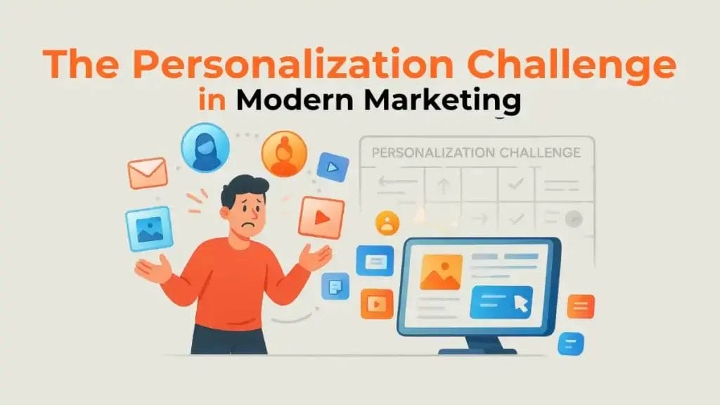 An infographic illustrating the challenges marketers face with personalized marketing at scale. 