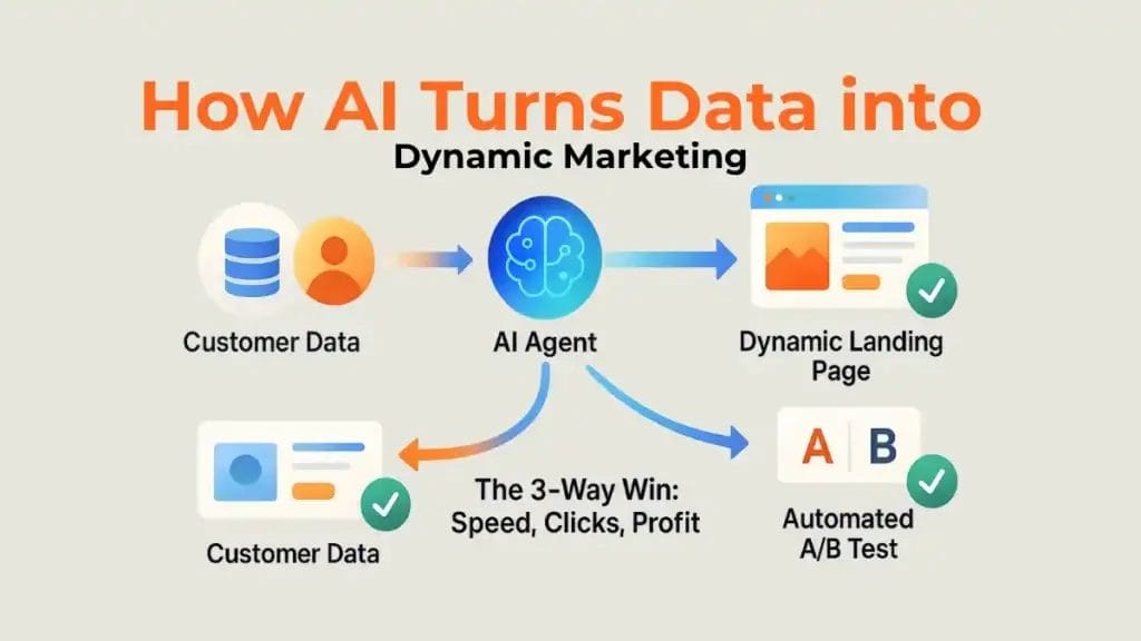 An infographic illustrating the workflow of Adobe's AI marketing personalization in automating UX. 